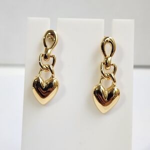Sweeet! VTG Gold Clad Heart Drop Stud Earrings